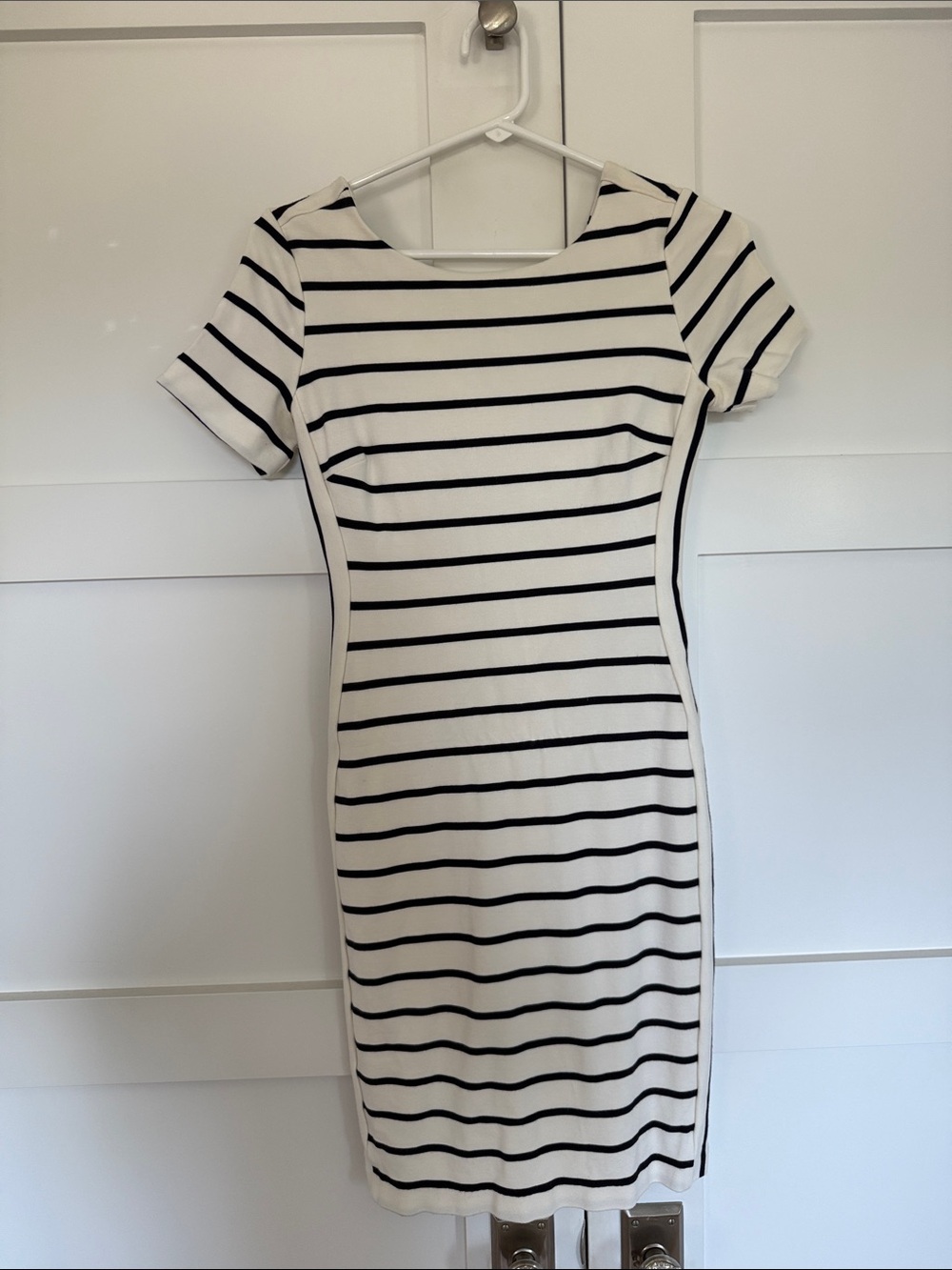 Banana Republic White Dress with Black Stripes